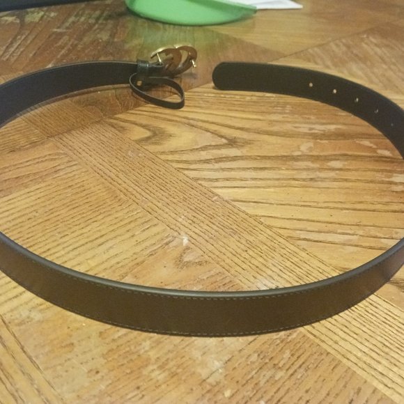 Woman\'s Genuine Gucci Double GG Buckle Leather Belt 34\